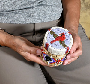 Decorative Birchbark Box with Cardinal Design by Jane Pangowish