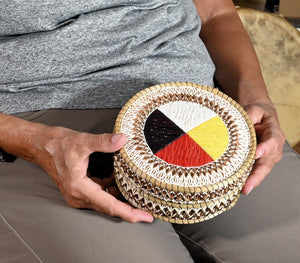 Vintage Anishinaabe Quill Box by Annie Pangowish