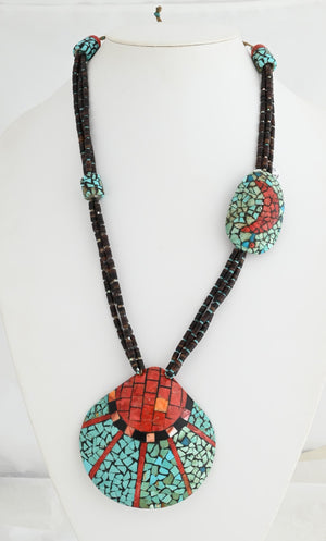 Necklace with Inlaid Shell Pendant by Isaiah Calabaza