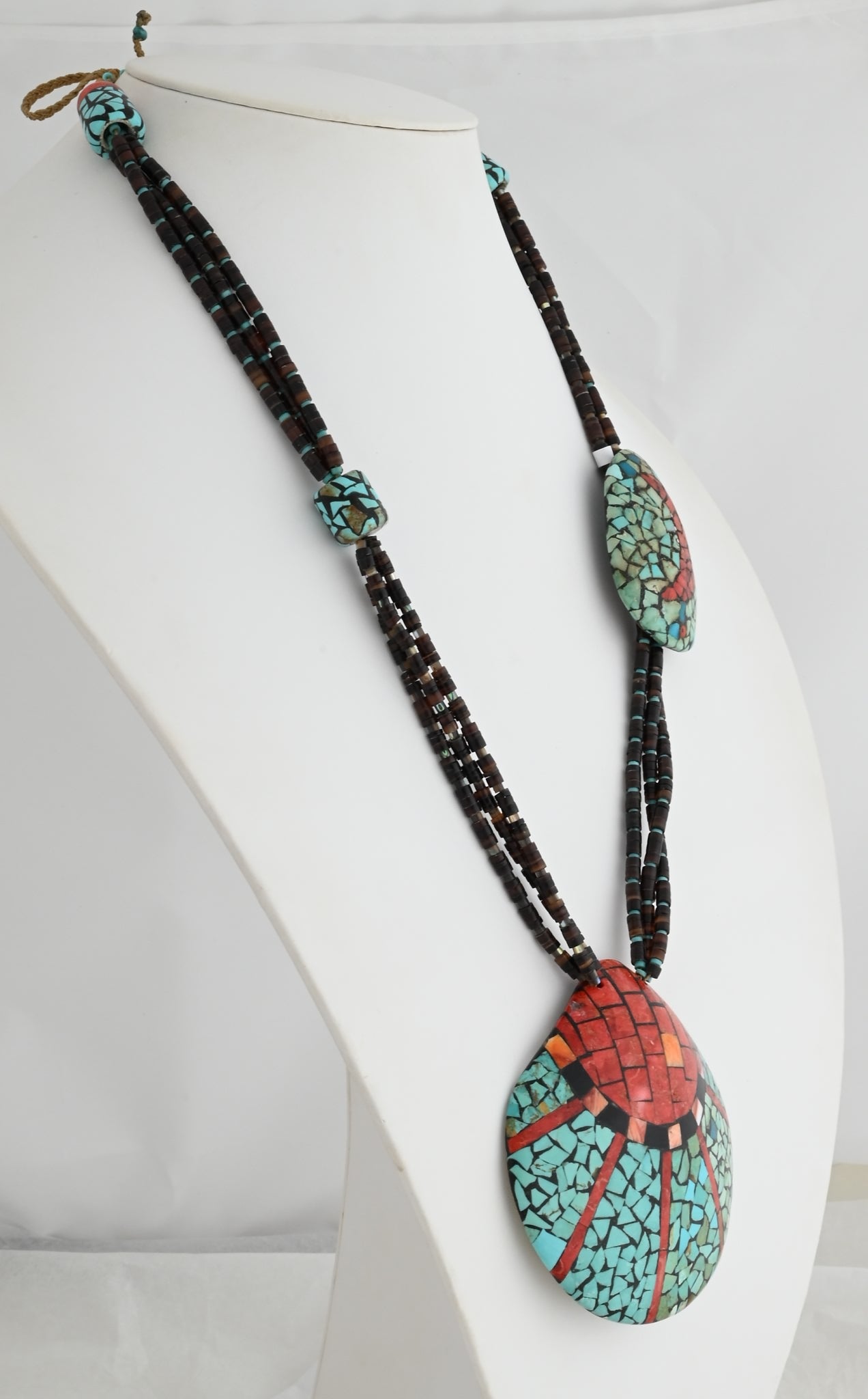 Necklace with Inlaid Shell Pendant by Isaiah Calabaza