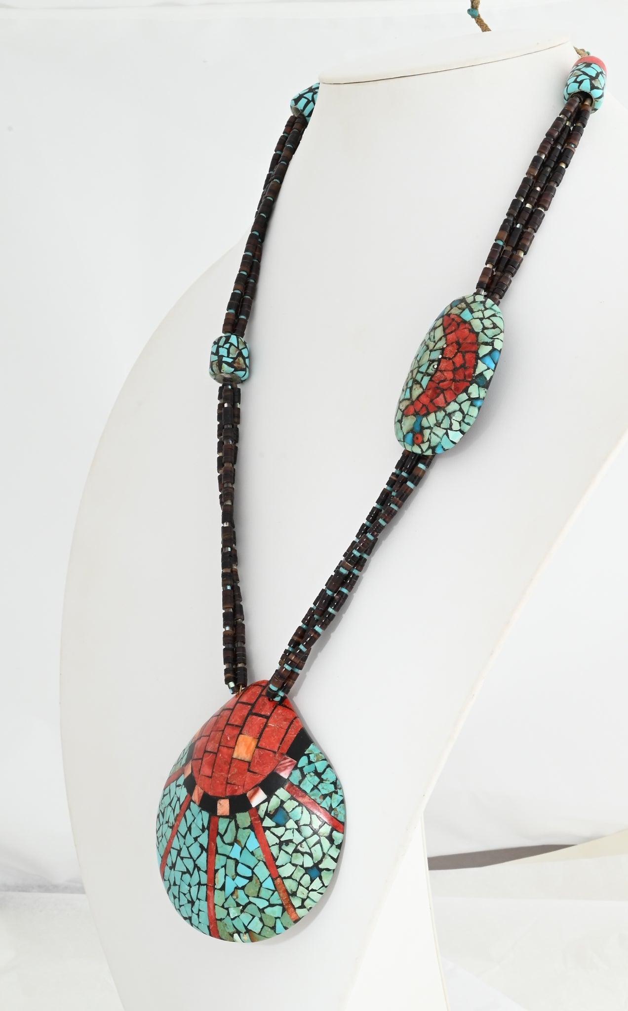 Necklace with Inlaid Shell Pendant by Isaiah Calabaza