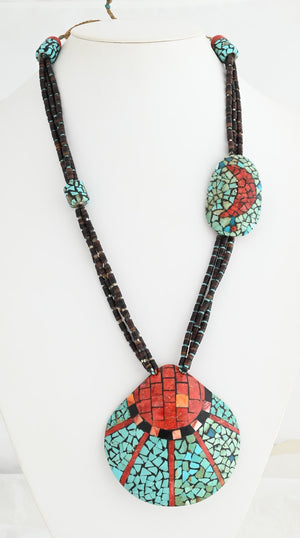 Necklace with Inlaid Shell Pendant by Isaiah Calabaza