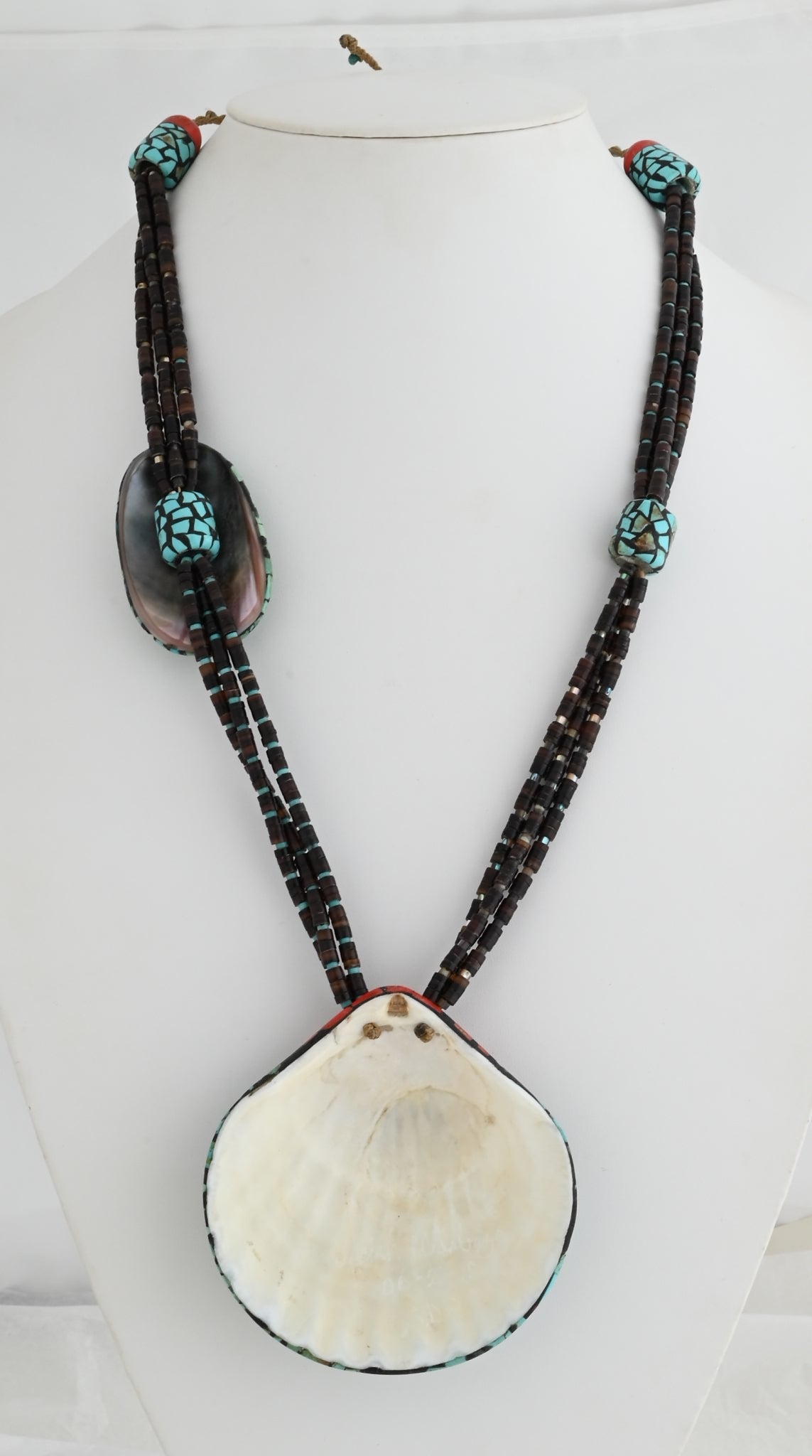 Necklace with Inlaid Shell Pendant by Isaiah Calabaza