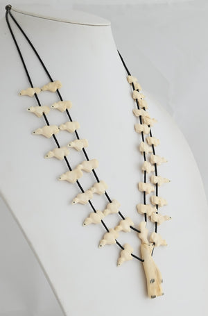 Fetish Necklace with Walrus Tusk Ivory Bears