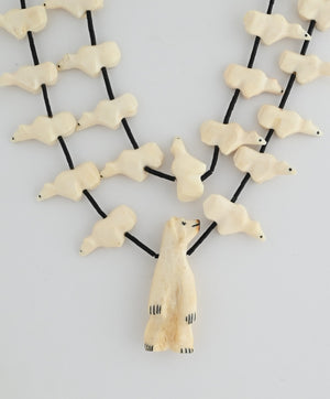 Fetish Necklace with Walrus Tusk Ivory Bears