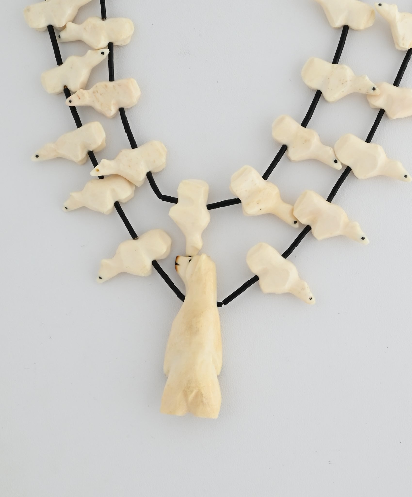 Fetish Necklace with Walrus Tusk Ivory Bears