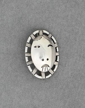 Woman In The Moon Pin/Pendant (with Hinged Mask) by Denise Wallace