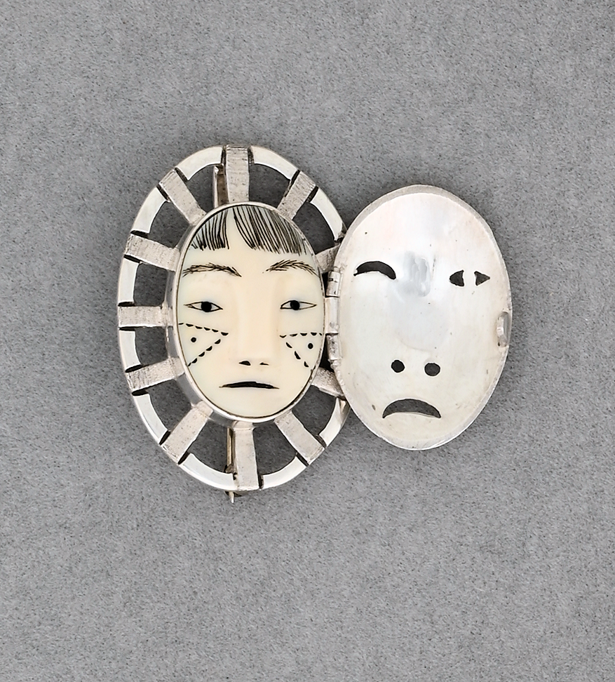 Woman In The Moon Pin/Pendant (with Hinged Mask) by Denise Wallace