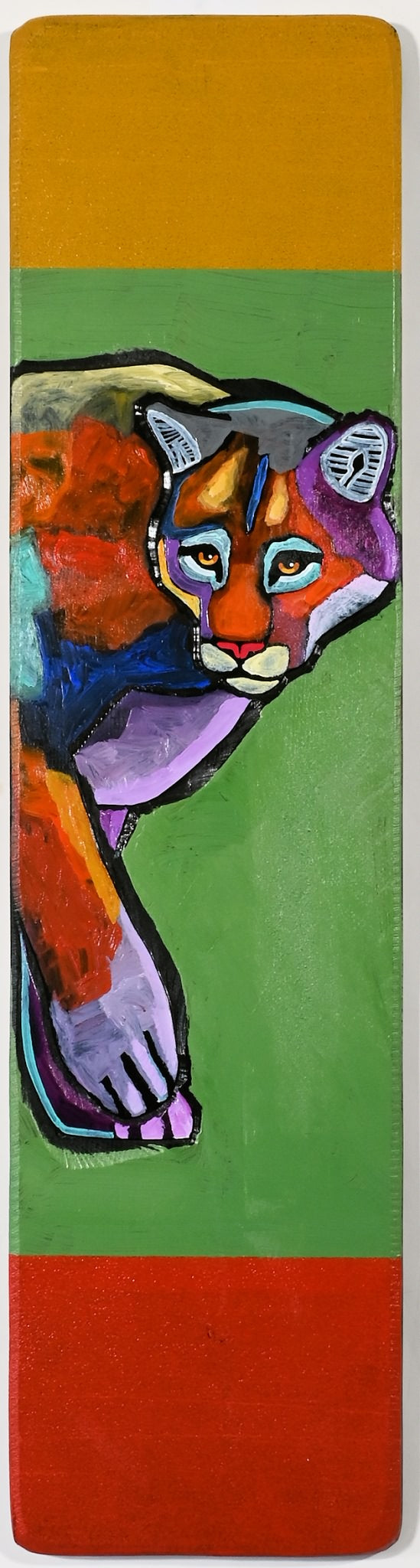 "Mountain Lion" Wood Panel Painting by Leland Holiday