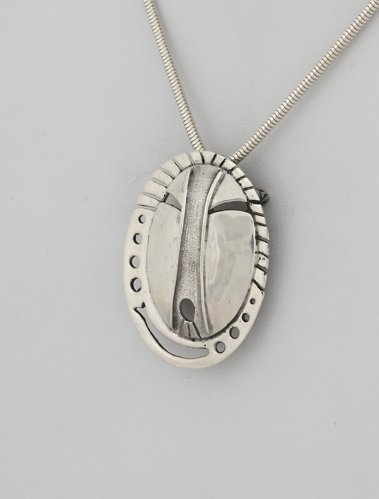 Sterling Silver Face Mask Pin/Pendant by Denise Wallace