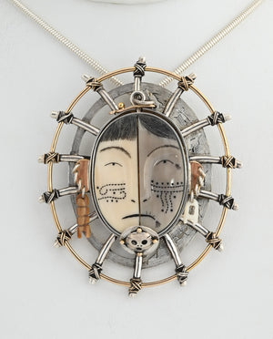 "Woman Of The Ages Mask II" Pin/Pendant by Denise Wallace