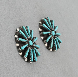 Clip-on Earrings with Needle Point Cluster (Vintage Zuni Pueblo)