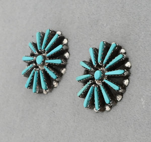 Clip-on Earrings with Needle Point Cluster (Vintage Zuni Pueblo)