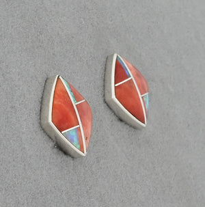 Clip-on Earrings with Inlay by Cathy Webster (vintage)