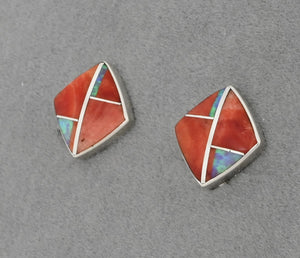Clip-on Earrings with Inlay by Cathy Webster (vintage)