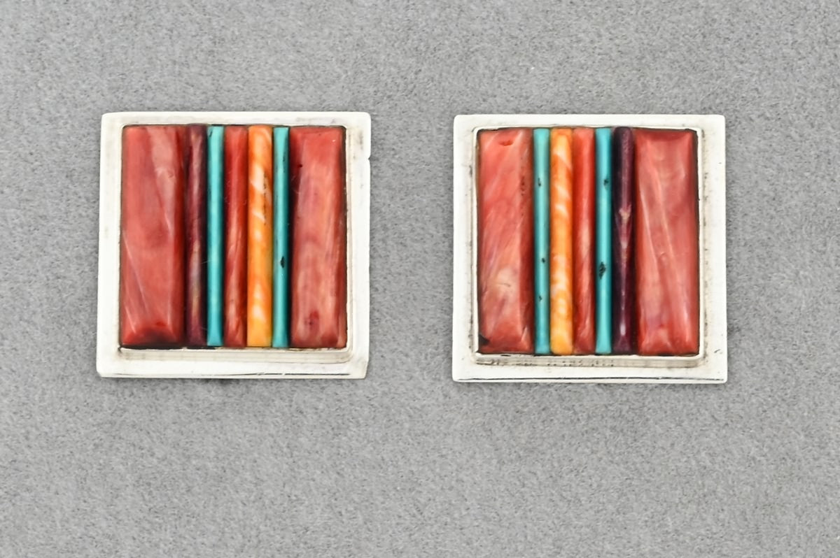 Clip-on Earrings with Corncob Inlay by Veronica Benally (vintage)