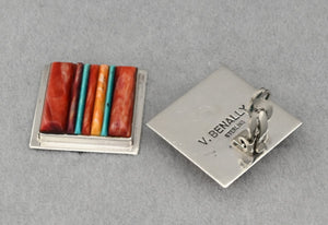 Clip-on Earrings with Corncob Inlay by Veronica Benally (vintage)