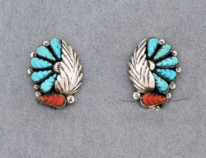 Clip-on Earrings with Feather, Artist unknown (vintage Zuni)