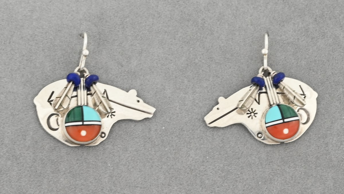 Earrings with Heartline Bears by Ernest Benally (vintage)