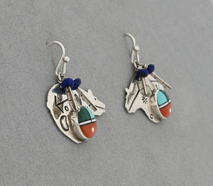 Earrings with Heartline Bears by Ernest Benally (vintage)