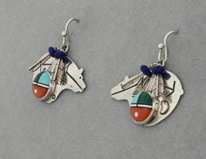 Earrings with Heartline Bears by Ernest Benally (vintage)