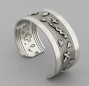Bracelet: Sterling Silver Cuff with Petroglyph designs (vintage)