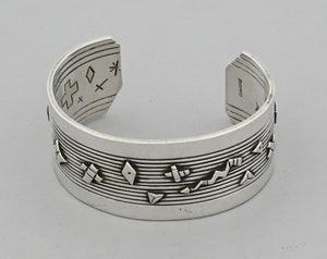 Bracelet: Sterling Silver Cuff with Petroglyph designs (vintage)