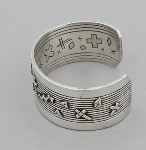 Bracelet: Sterling Silver Cuff with Petroglyph designs (vintage)