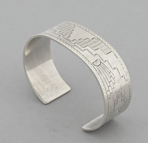 Bracelet: Cuff with Incised patterns by Howard Sice (vintage)