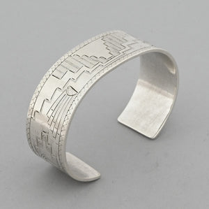 Bracelet: Cuff with Incised patterns by Howard Sice (vintage)