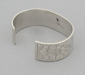 Bracelet: Cuff with Incised patterns by Howard Sice (vintage)