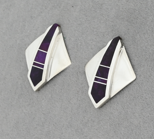 Clip-on Earrings with Inlay by Tracey-Knifewing (Vintage)