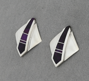 Clip-on Earrings with Inlay by Tracey-Knifewing (Vintage)