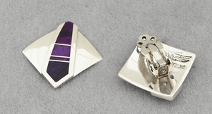 Clip-on Earrings with Inlay by Tracey-Knifewing (Vintage)