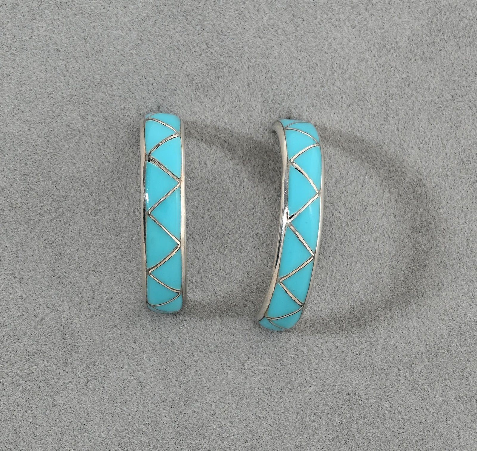 Earrings, Half Hoops with Turquoise