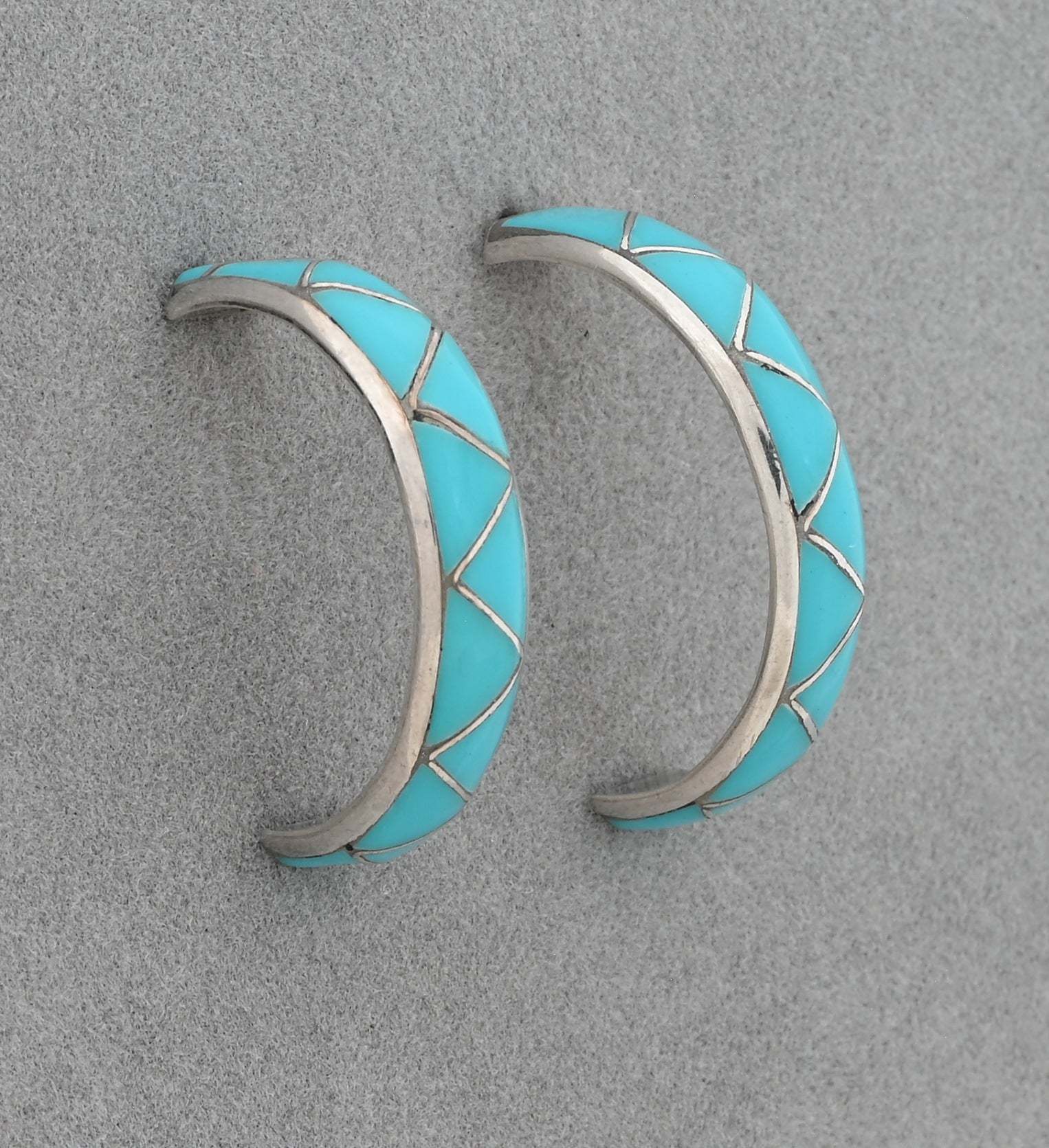 Earrings, Half Hoops with Turquoise