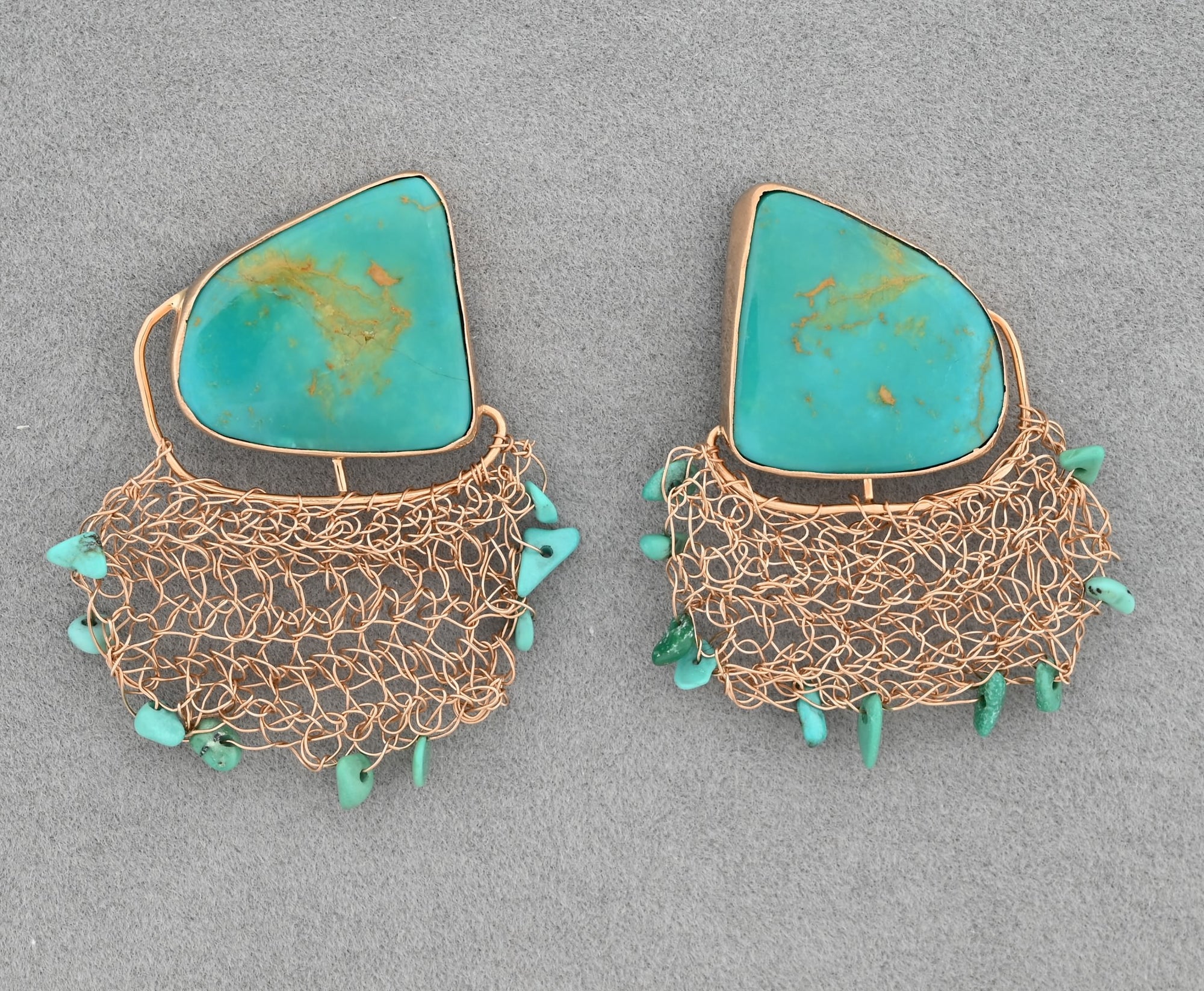 Earrings, Turquoise in 14Kt Gold
