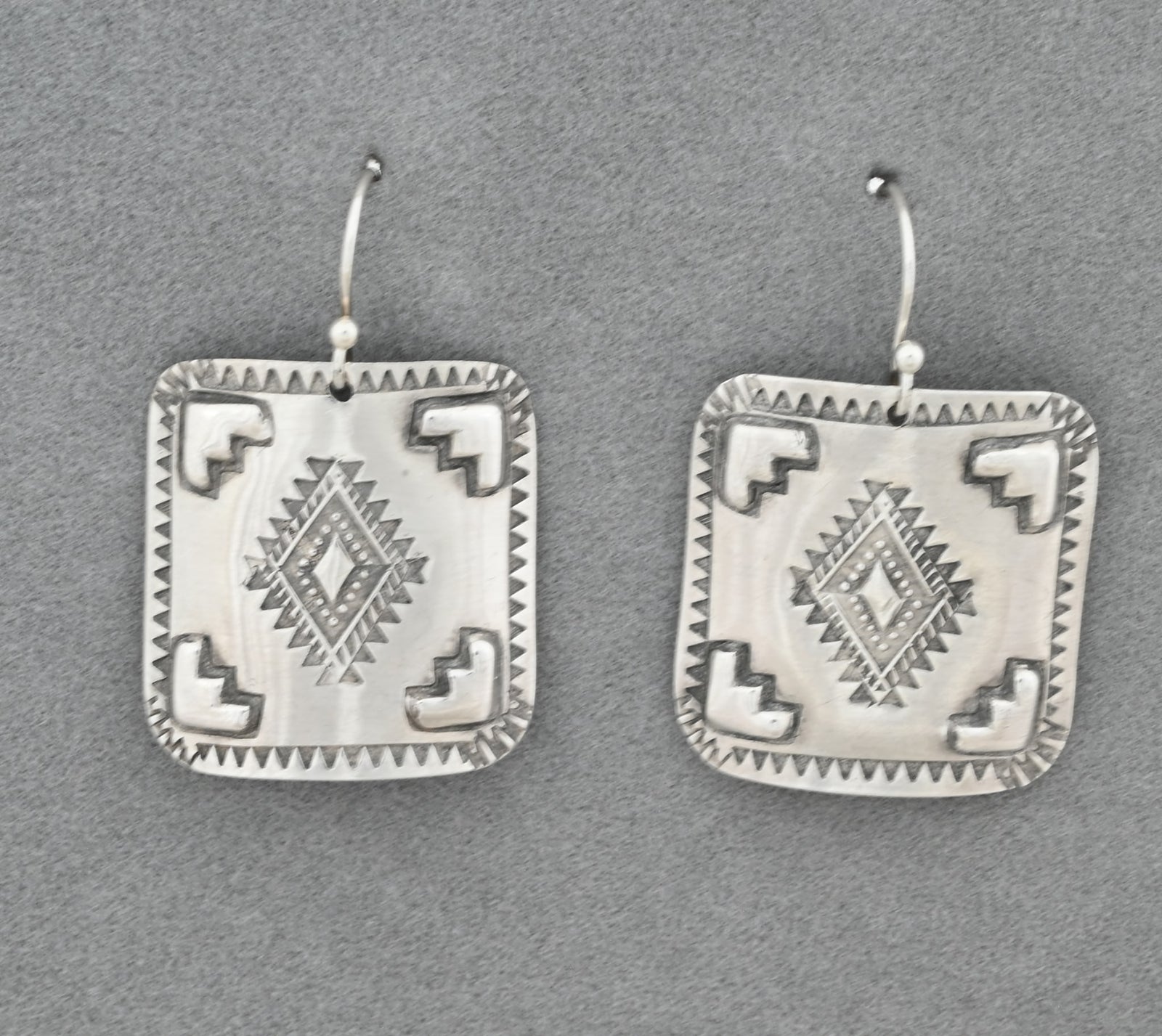 Earrings with Square Conchos on Wires