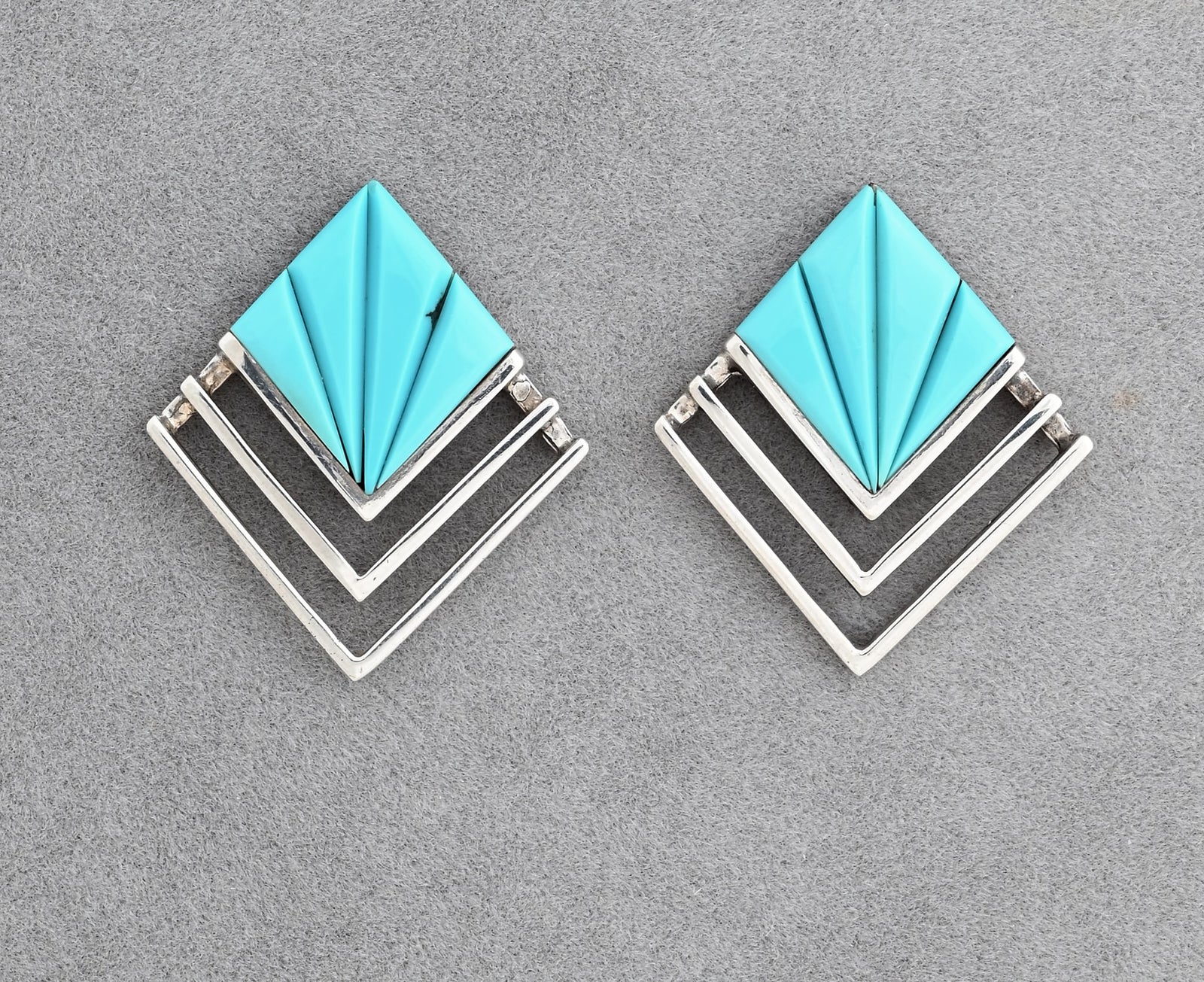Earrings with Turquoise Inlay