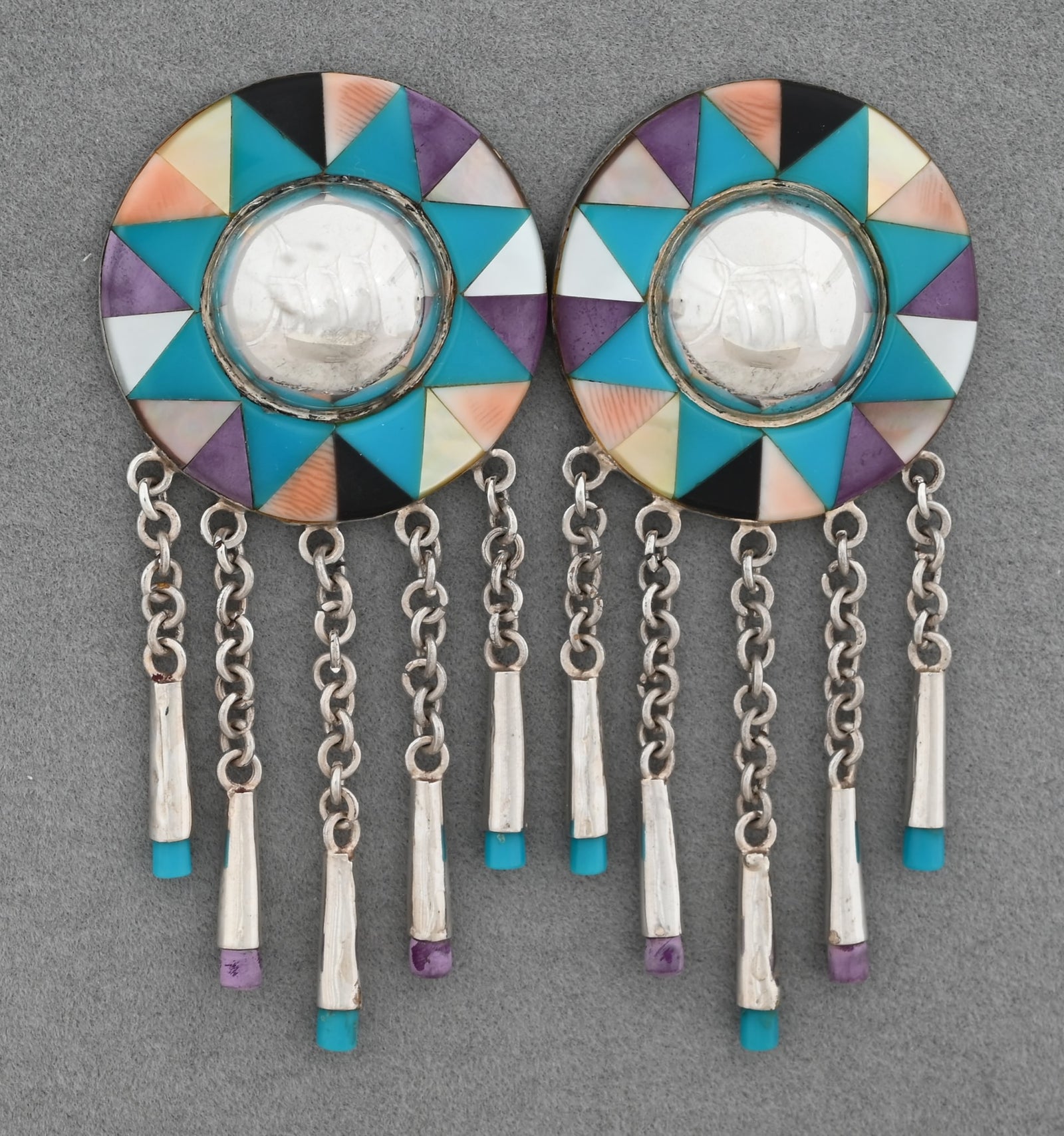 Earrings with Domes and Dangles