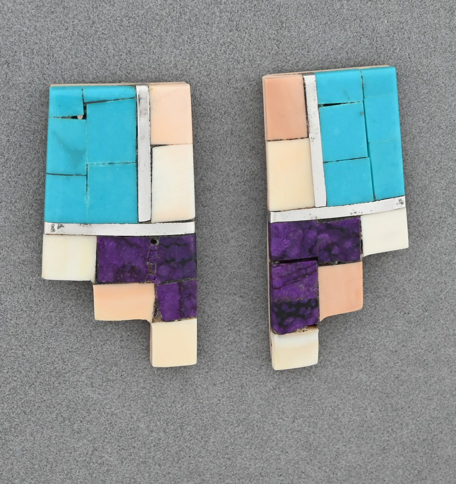Earrings with Kiva Pattern Mosaic on Shell