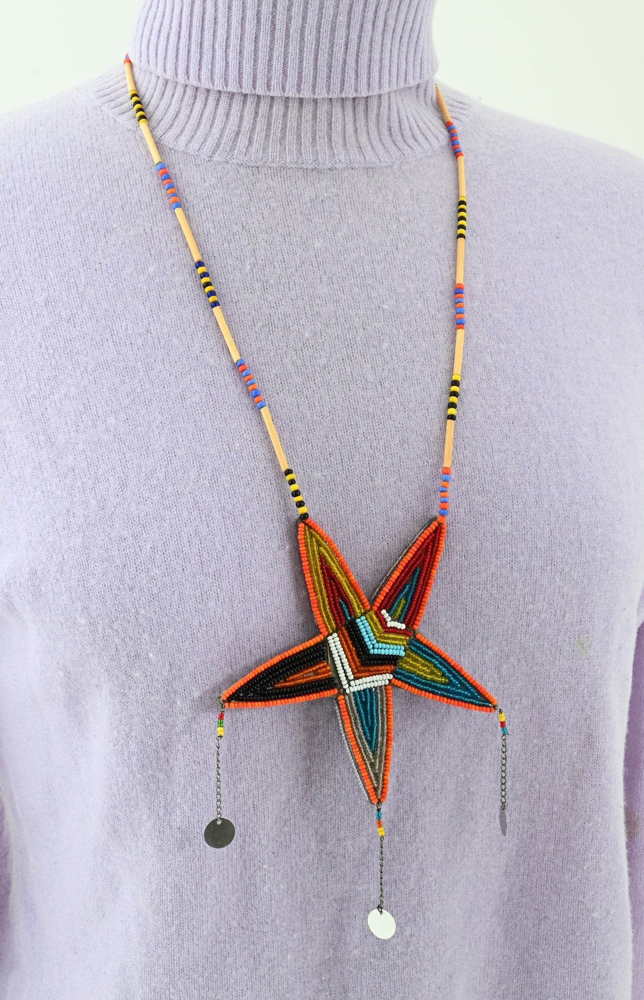 Necklace with Beaded Star Medallion (Reversible)