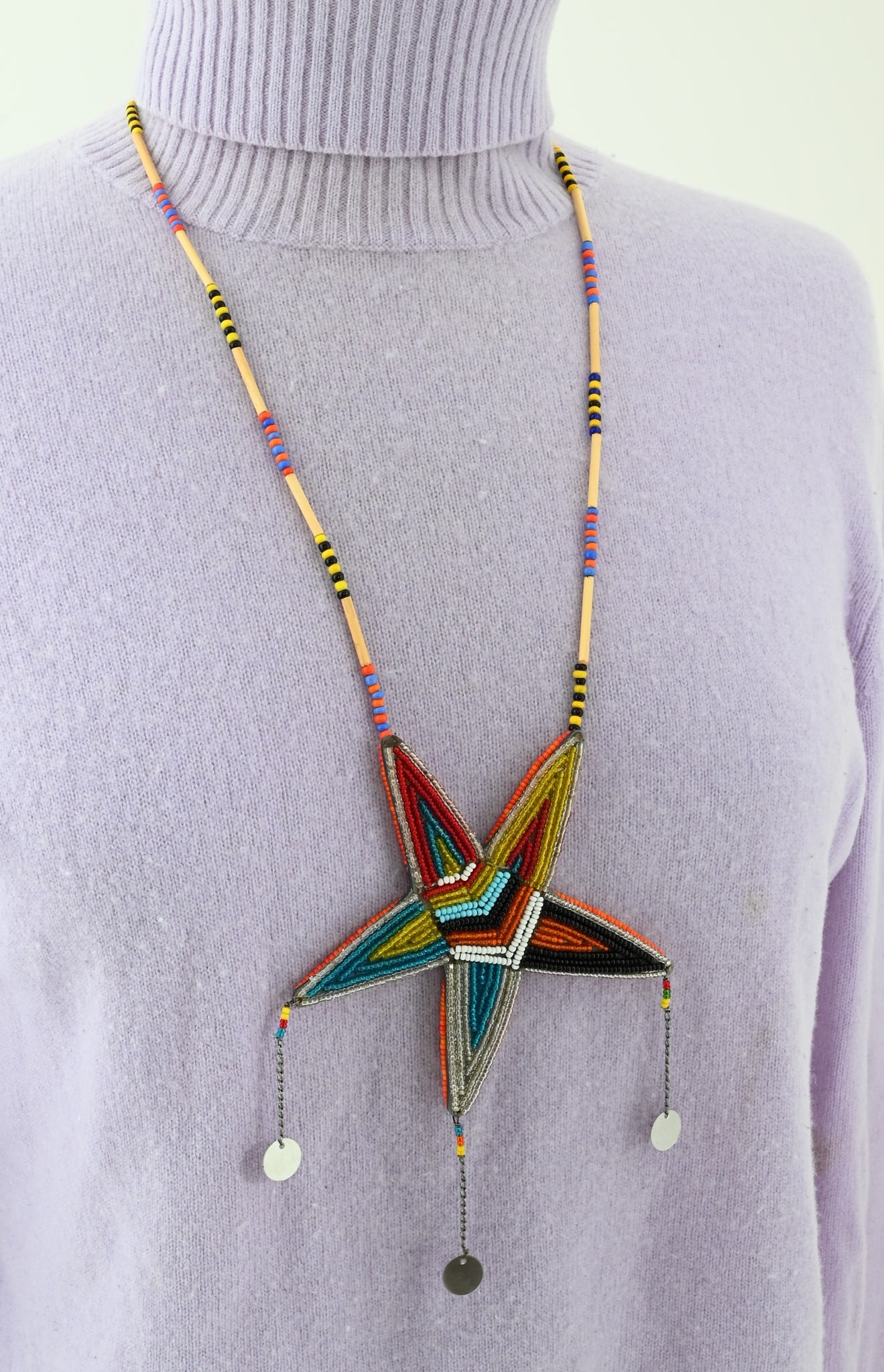 Necklace with Beaded Star Medallion (Reversible)