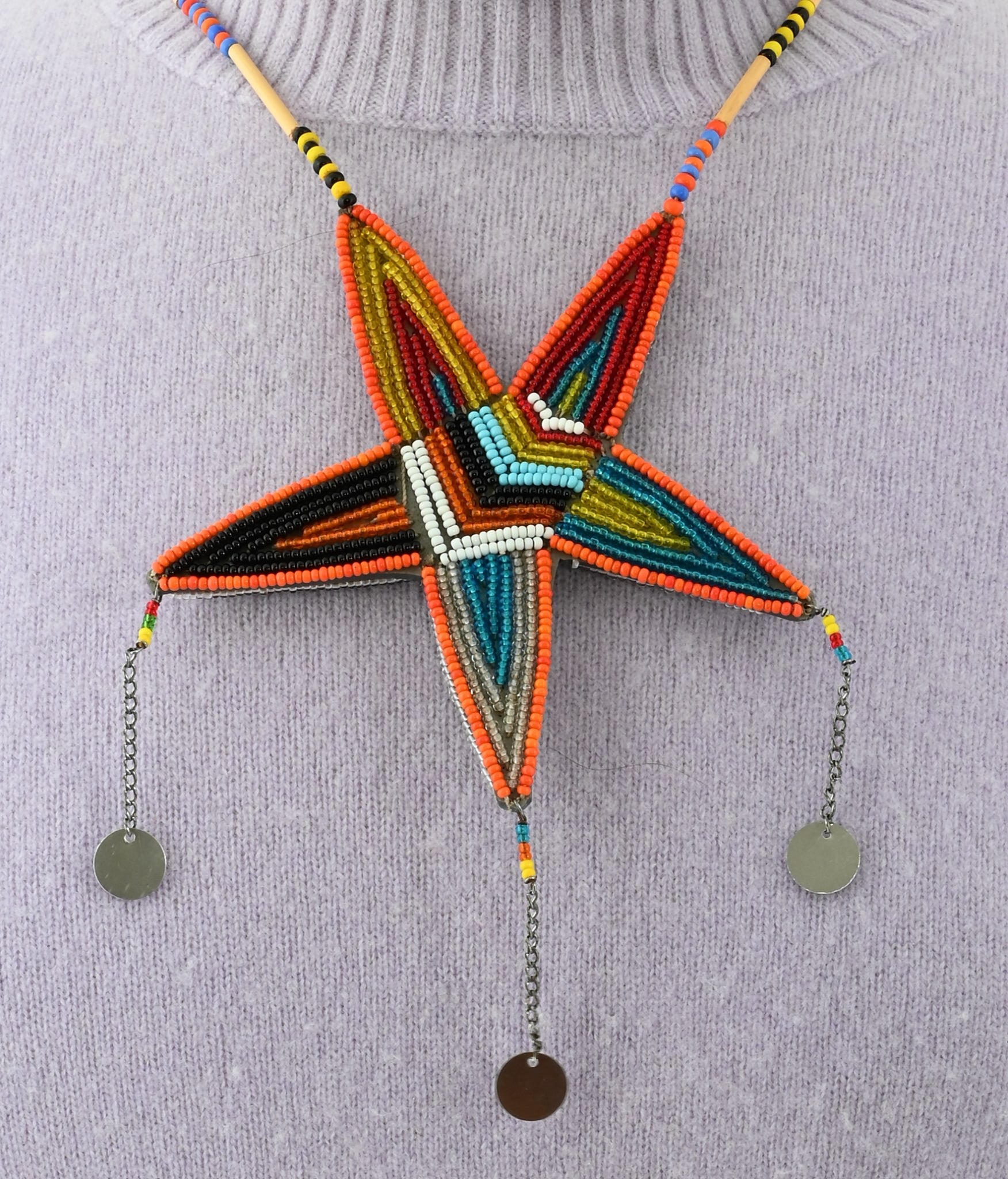 Necklace with Beaded Star Medallion (Reversible)