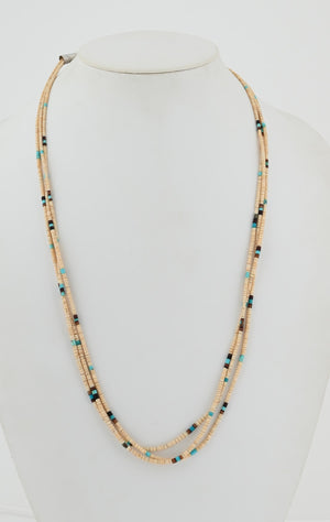 3 Strand Heishi Necklace with Melon Shell - it's a beauty!