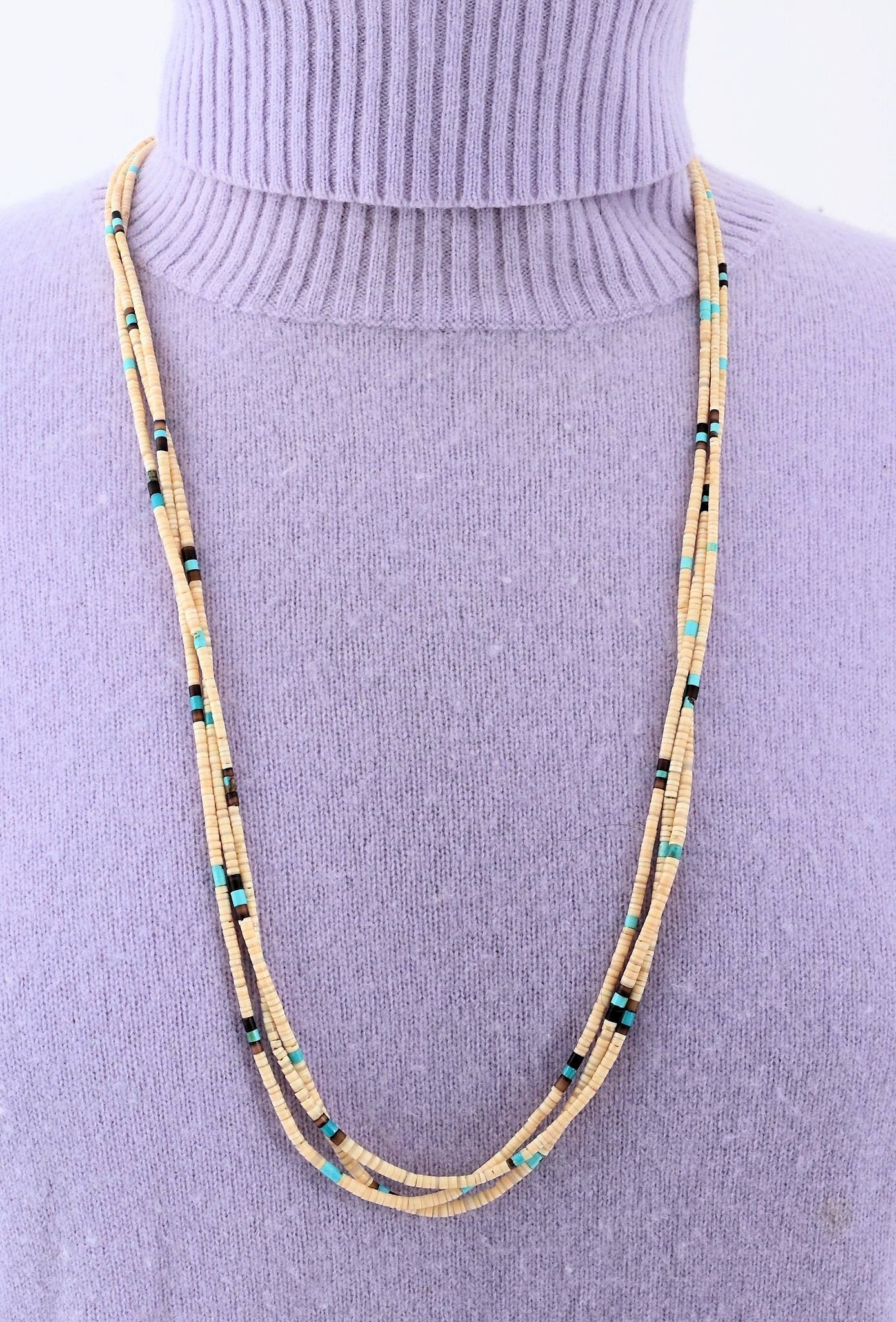 3 Strand Heishi Necklace with Melon Shell - it's a beauty!