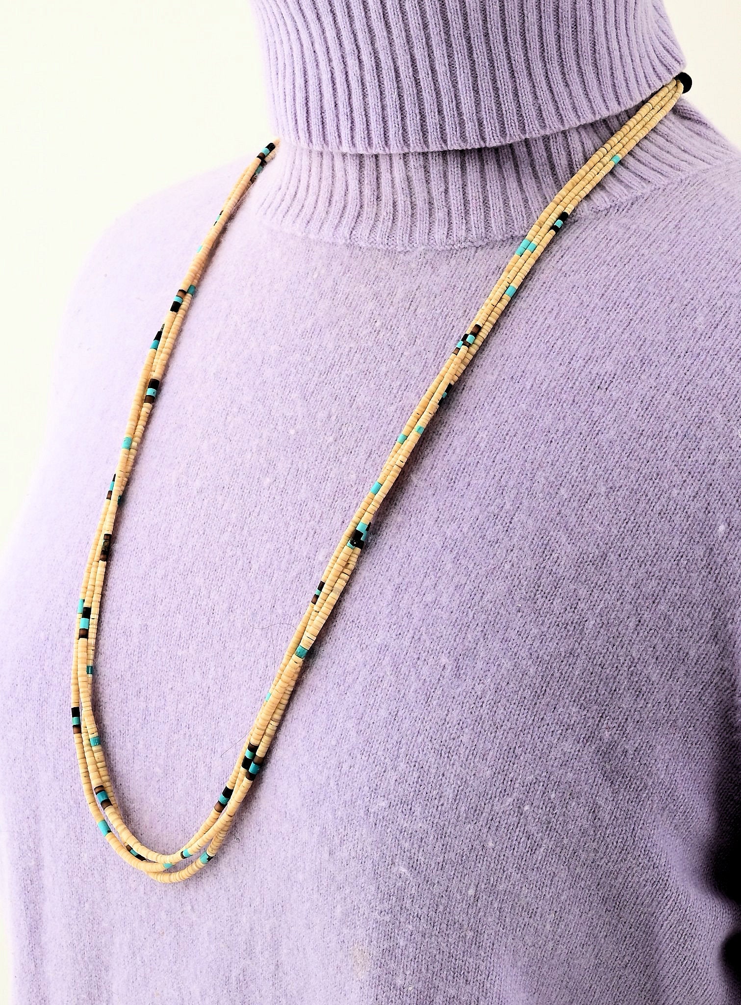 3 Strand Heishi Necklace with Melon Shell - it's a beauty!