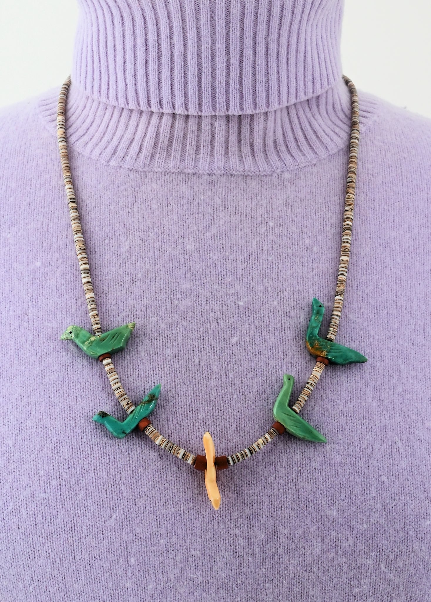 Vintage Fetish Necklace with Five Bird Fetishes