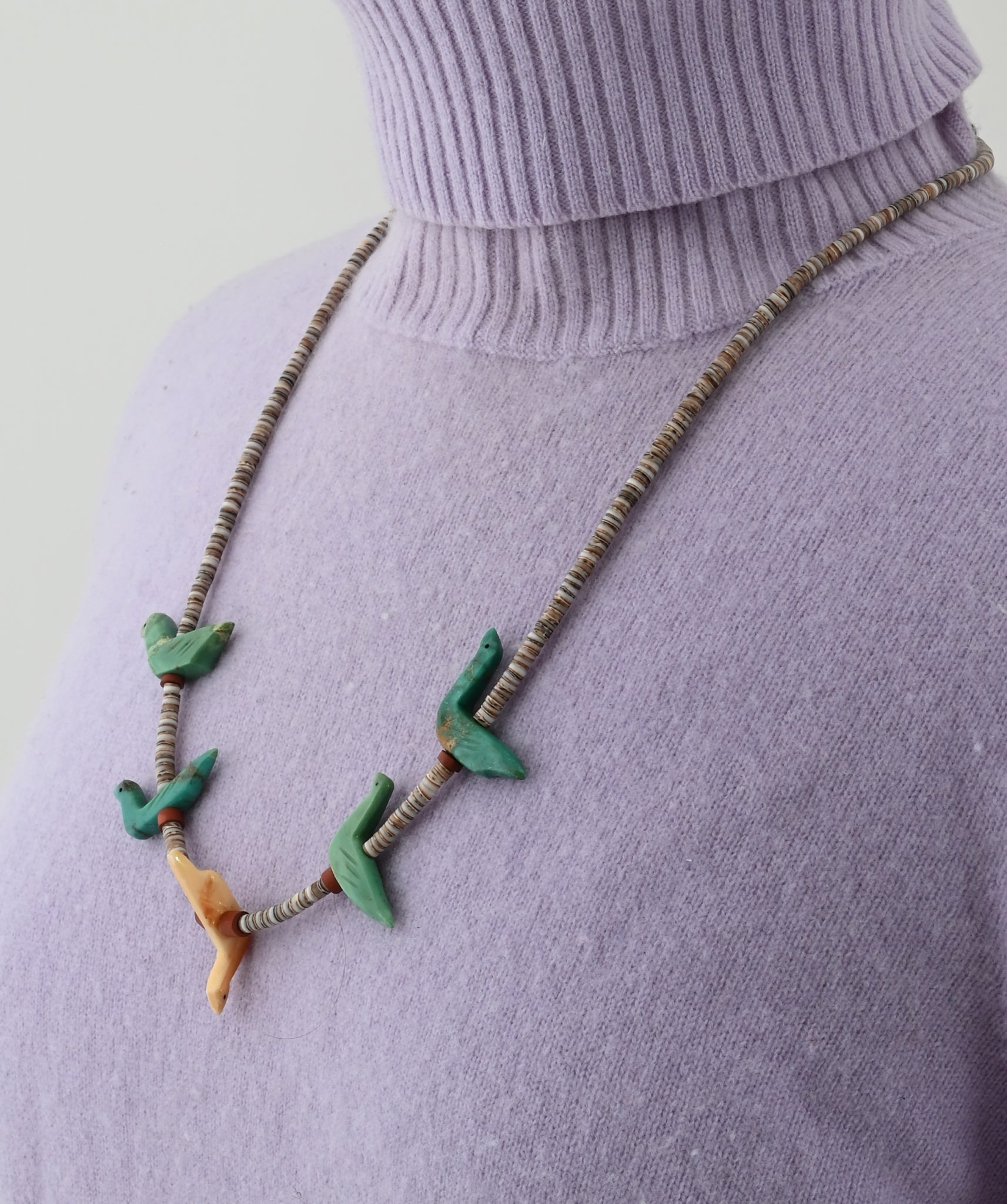 Vintage Fetish Necklace with Five Bird Fetishes