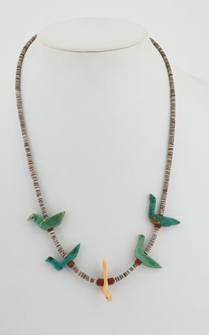 Vintage Fetish Necklace with Five Bird Fetishes